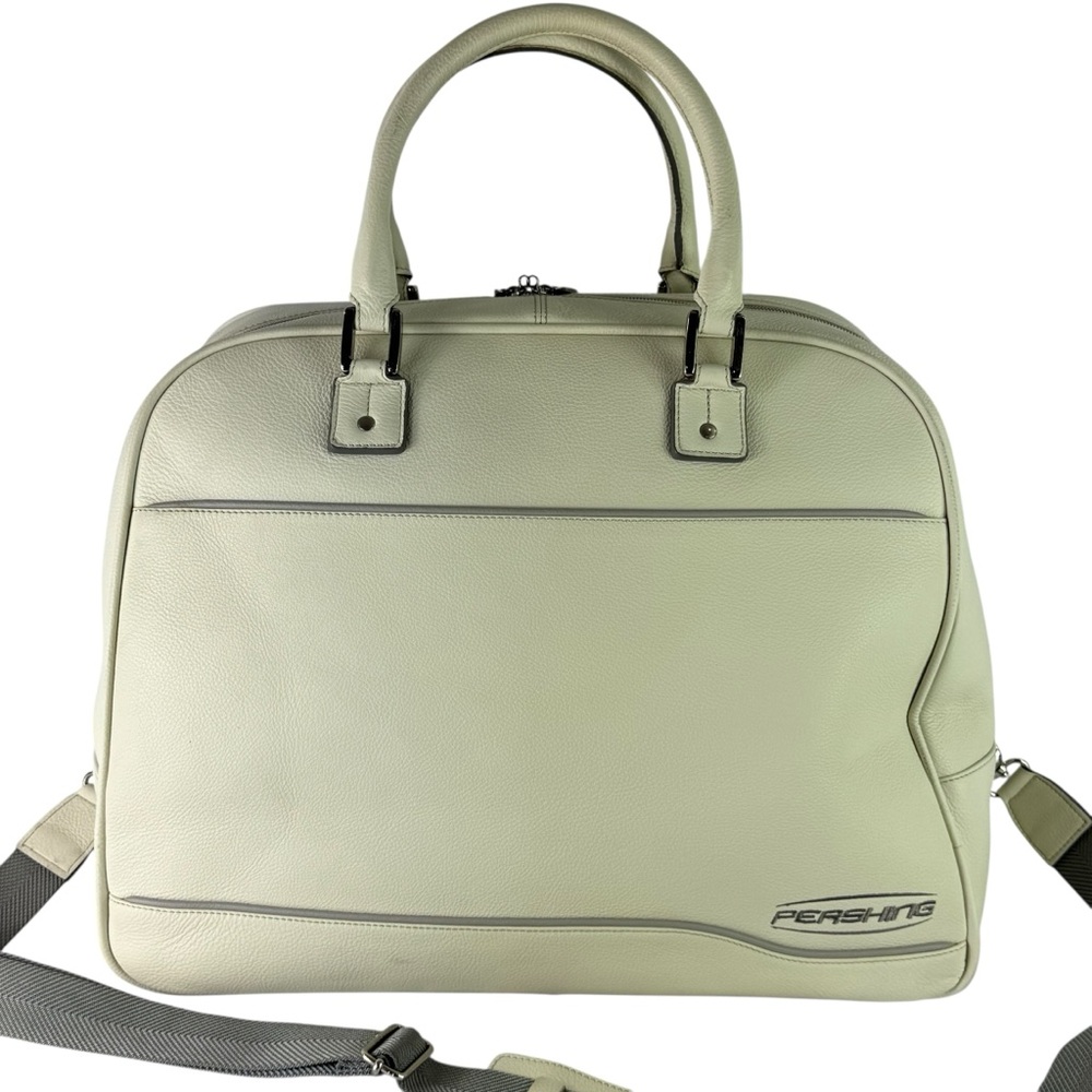 POLTRONA FRAU for PERSHING White Leather Duffle Travel Bag Made in Italy